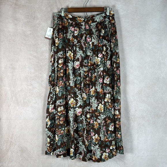 VTG Herman Geist Floral Pleated Maxi Skirt Women 14 Prairie Cottagecore Boho NWT - Picture 5 of 9